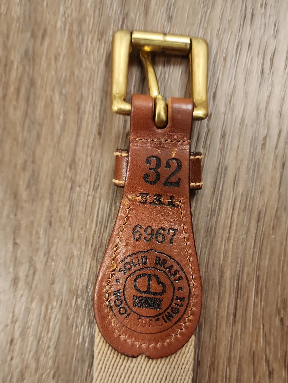 Vintage Dooney Bourke Belt Wool Solid Brass Buckle Leather Trim Neutral size 32